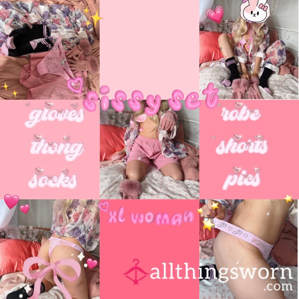 ♡ ⋆｡˚ ❀ Girly End Of Summer Girly Xl Sissy Set 8pc🩷 Scrunchie + 🍬 + 💄