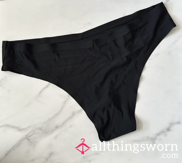 2 Days Worn Black Thong Panties