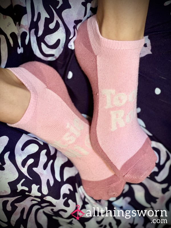 2-tone Pink Tootsie Roll Ankle Socks