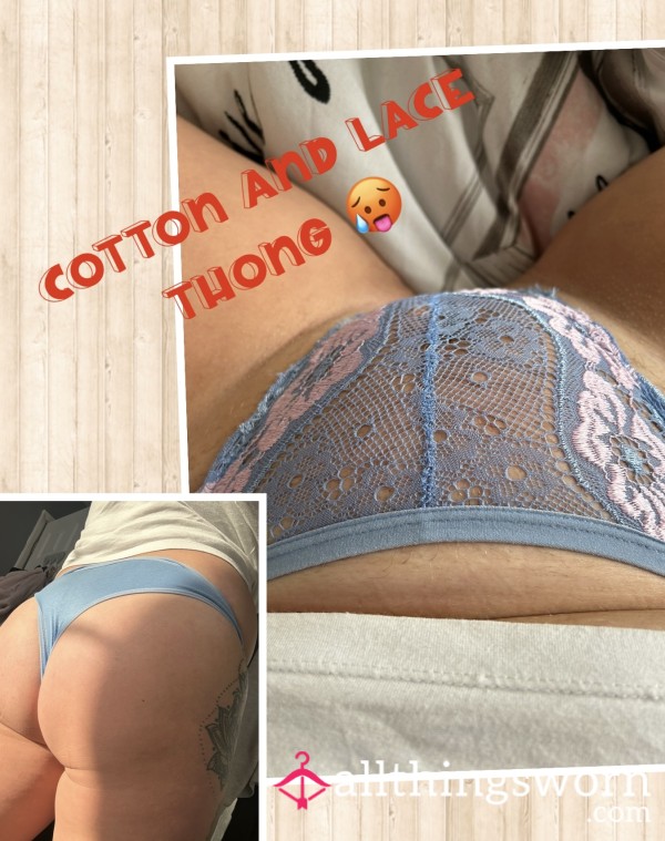 24hour Wear Cotton And Lace Thong 🔥