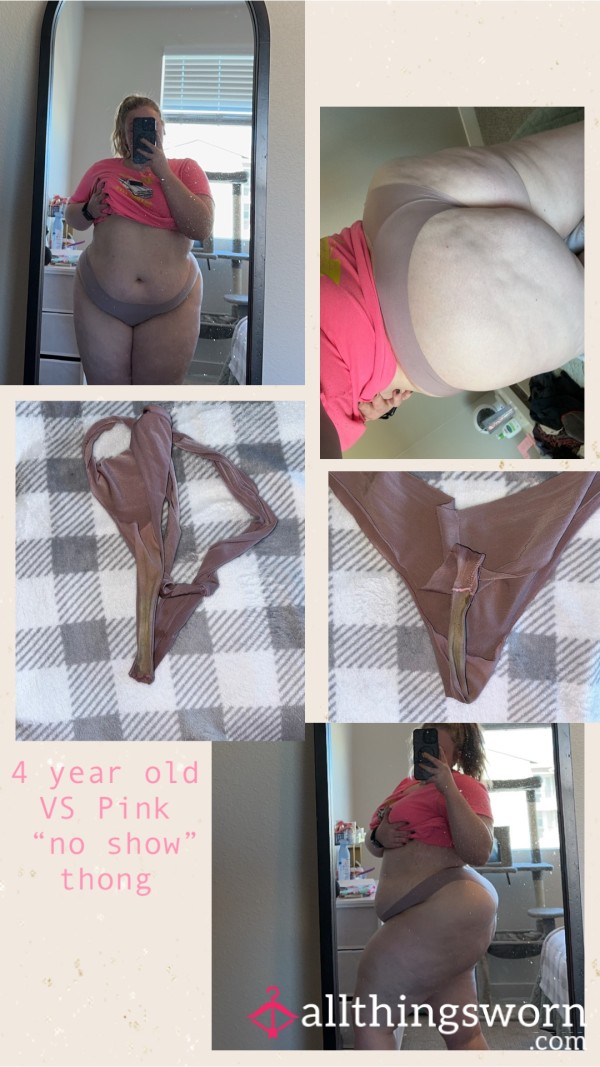 4 Year Old VS Pink Thong With Bleached Gusset