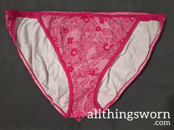 48hr Worn Pink Print Cotton Bikini Panty