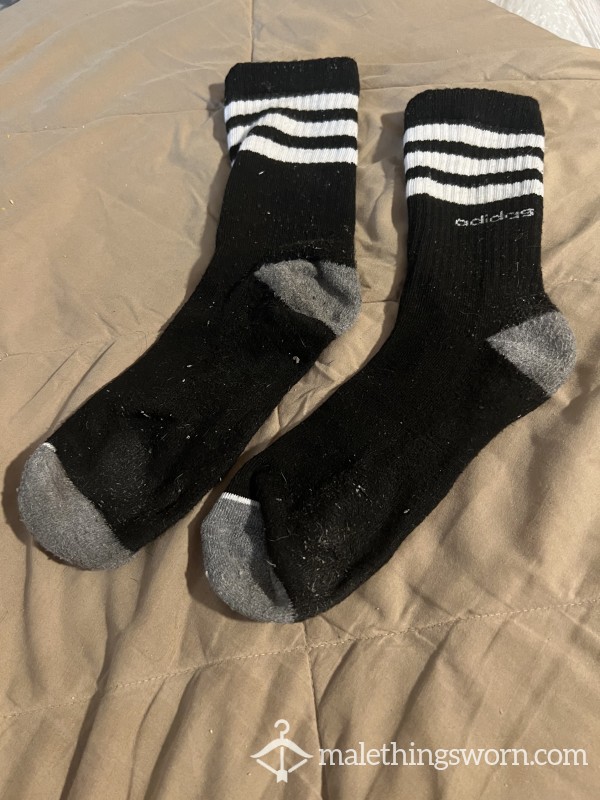 5 Day Wear Sweaty Black Adidas Crew Socks