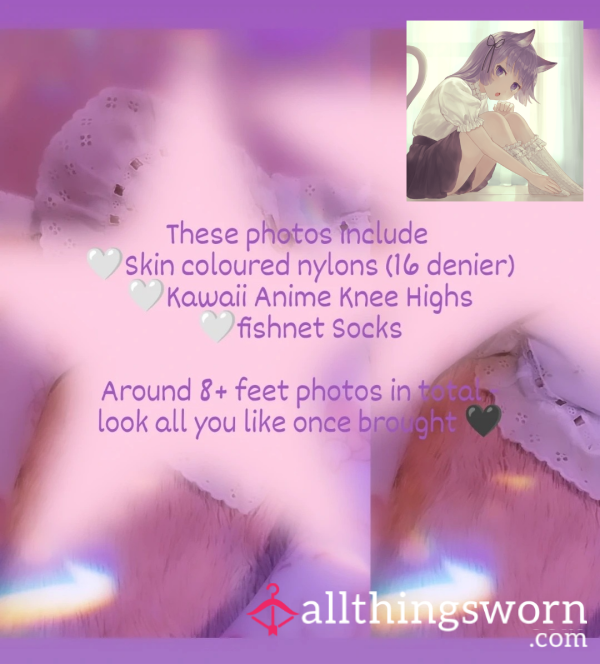 🩷 A 8+ Bundle Of My Cutest Nylon & Socks! Nylon Photos, Fishnet Socks, Petite Feet Photos, Unlimited Viewing.🩷