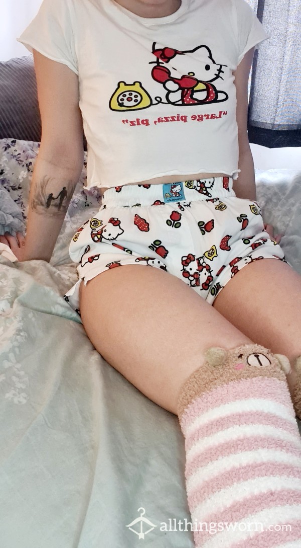 Adorable Hello Kitty Pyjamas 🐱 Worn Every Night 💦