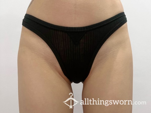 Aerie Black High Cut Thong