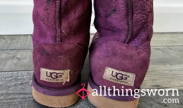 Extremely Well Worn Purple UGG Boots For You Foot Fet**h Lovers - UK 6 - Really Smell Of Me !