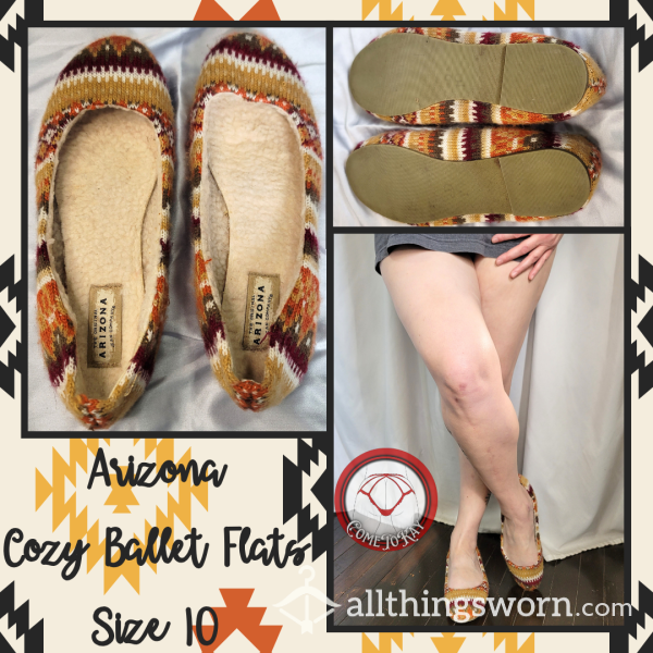 Arizona Cozy Ballet Flats With Fur Like Lining - Size 10