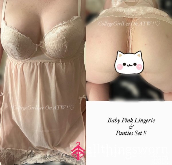 Baby Pink Lingerie Set ! PANTIES ARE SEALED & READY TO GO ! ( Free Shipping )