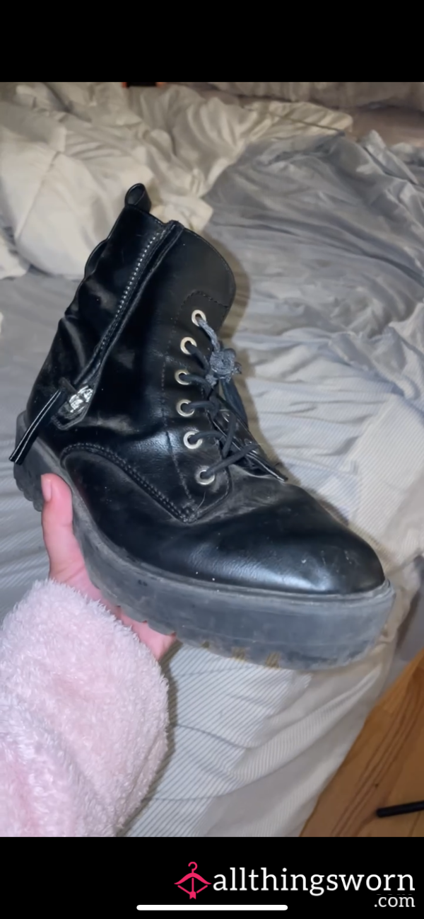 Beat Up Black Combat Boots