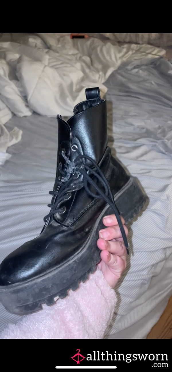 Beat Up Black Combat Boots