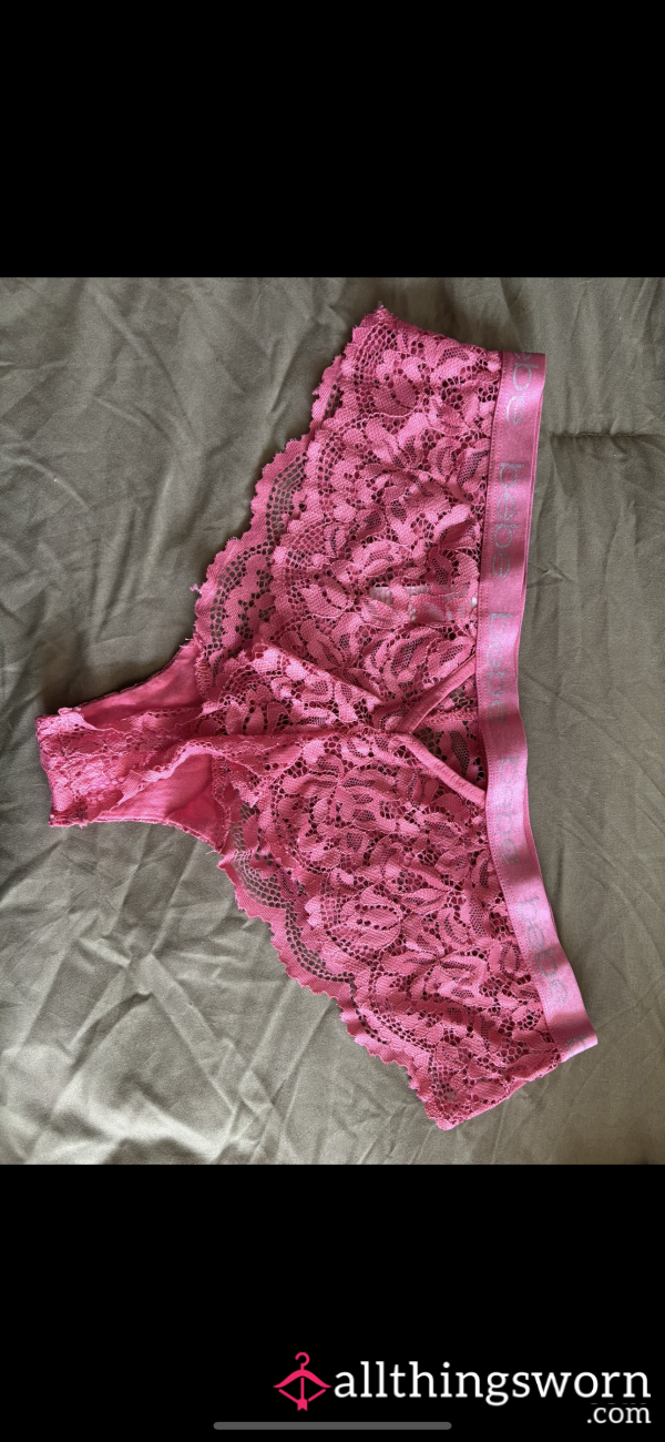 BEBE Panties | Cheekies | Barbie Pink | Full Lace | Bow Back | XL |