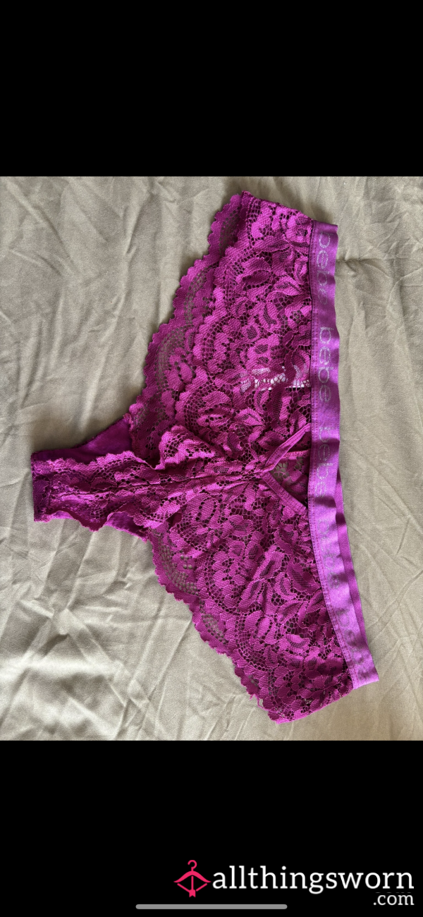 BEBE Panties | Cheekies | Fushia | Full Lace | Bow Back | XL |