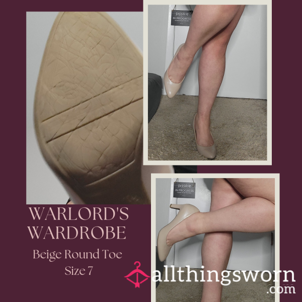 Warlord's Wardrobe: Beige Round Toe Heels