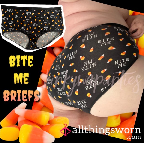 Bite Me Candy Corn Cotton Briefs - Includes 48-hour Wear & U.S. Shipping