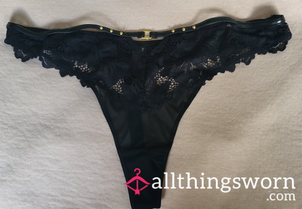 Black Ann Summers Thong With Leather Belt