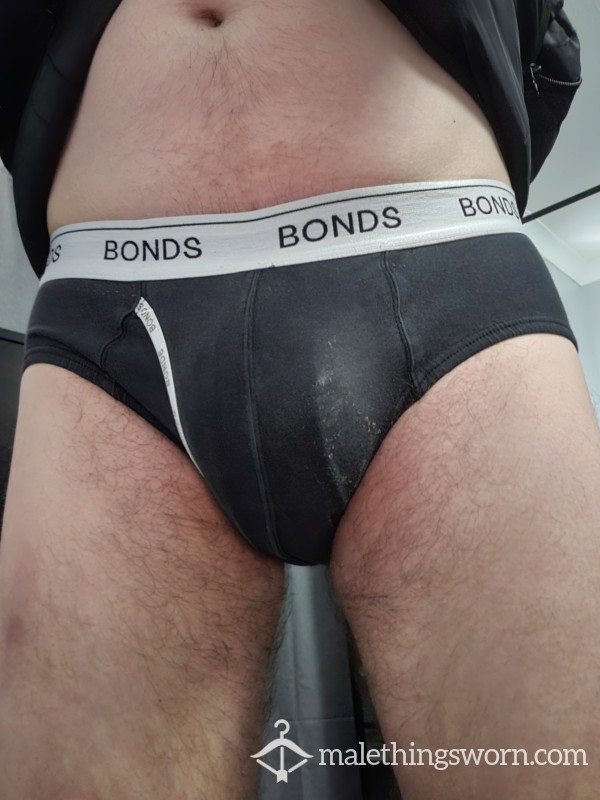 Black Bond Briefs With White Waist Band