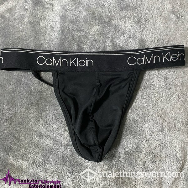 Black Calvin Klein Thong | WELL Worn Sweaty/cummy