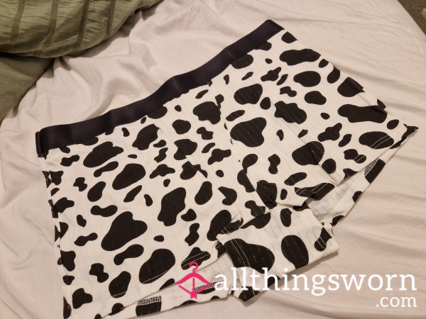 Black Cow Print Boy Shorts