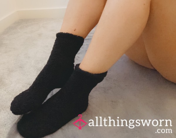 Black Fluffy Ankle Bed Socks