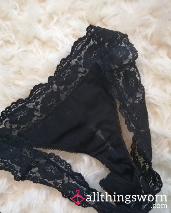 Black Lace Used Panties