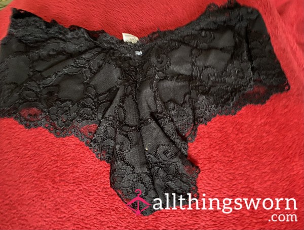 Black Lacey Thong