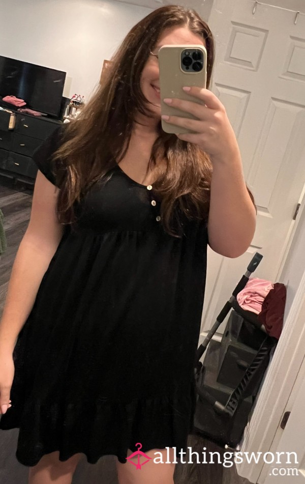 Black Ruffle Dress- Worn On Hotwife Date