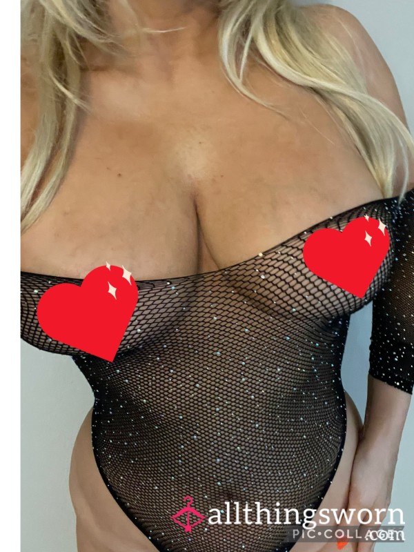 Black See Through Sparkle Bodysuit Lingerie