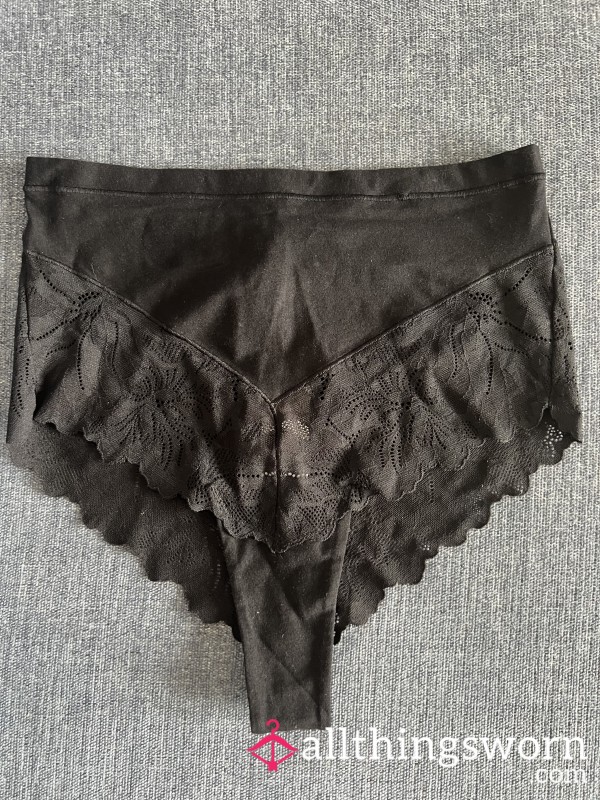 Black S**y Lace Cotton High Waist