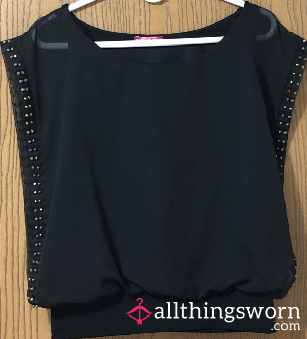 Black Top With Studded Sleeves