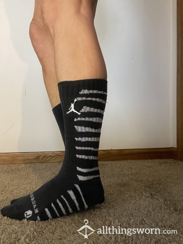Well Worn Cotton Black With Grey Stripes Jordan Socks