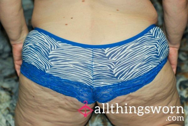 Blue And White With Lace Trim Boy Shorts In A Lg