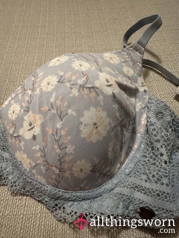 Blue Flor*l & Lace Bra