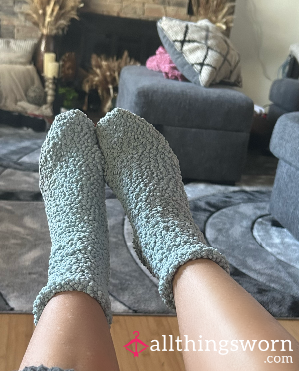 Blue Fuzzy Socks