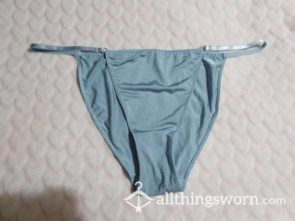 Blue-Grey Satin Bikini Style Panties