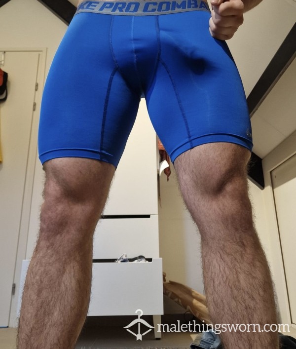 Blue Nike Pro Compression Shorts