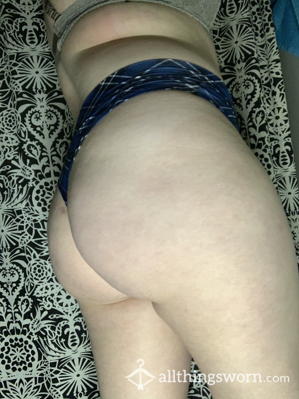 BLUE PLAID THONG SIZE LARGE