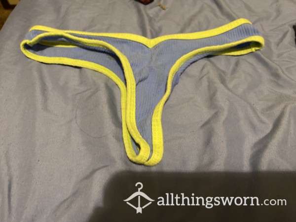 Blue Thong Yellow Trim XS