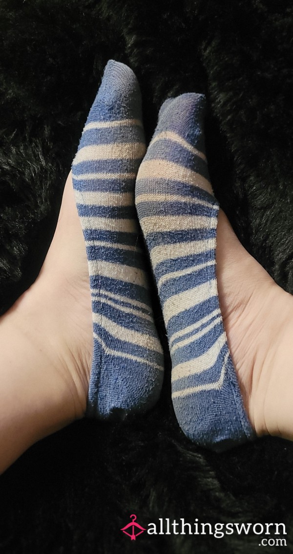 Blue & White No Show Socks~