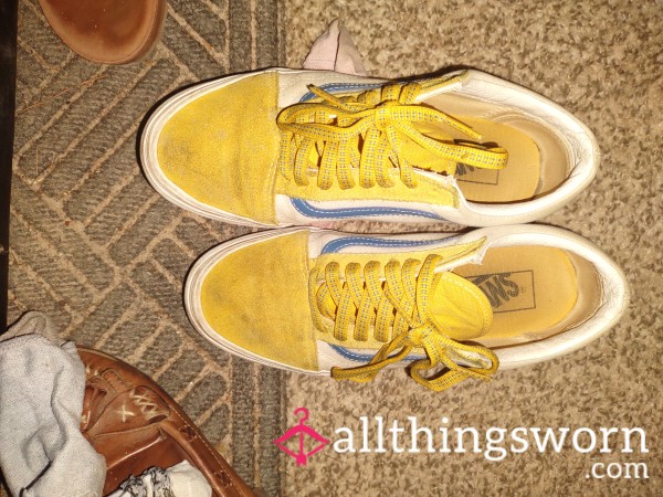 Blue, Yellow And White Suede Vans