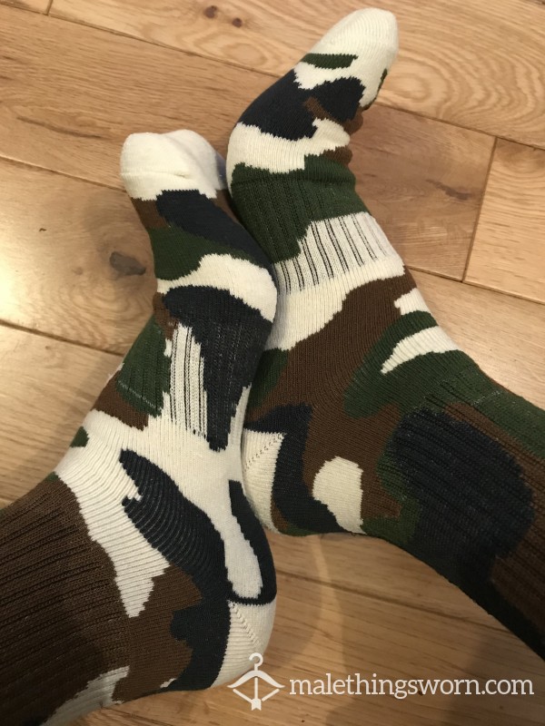 BOX Menswear Funky Khaki Camouflage Sports Socks - Ready To Be Customised For You