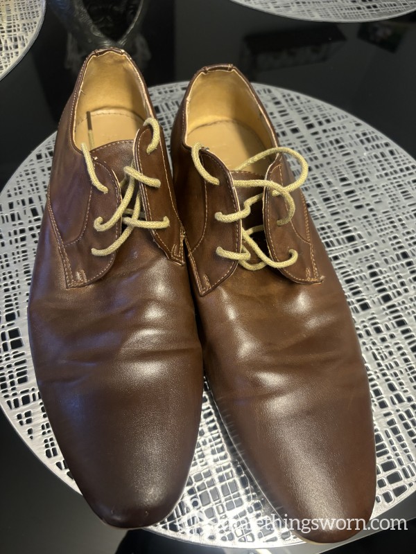 Brown Leather Pointy Casual Shoes