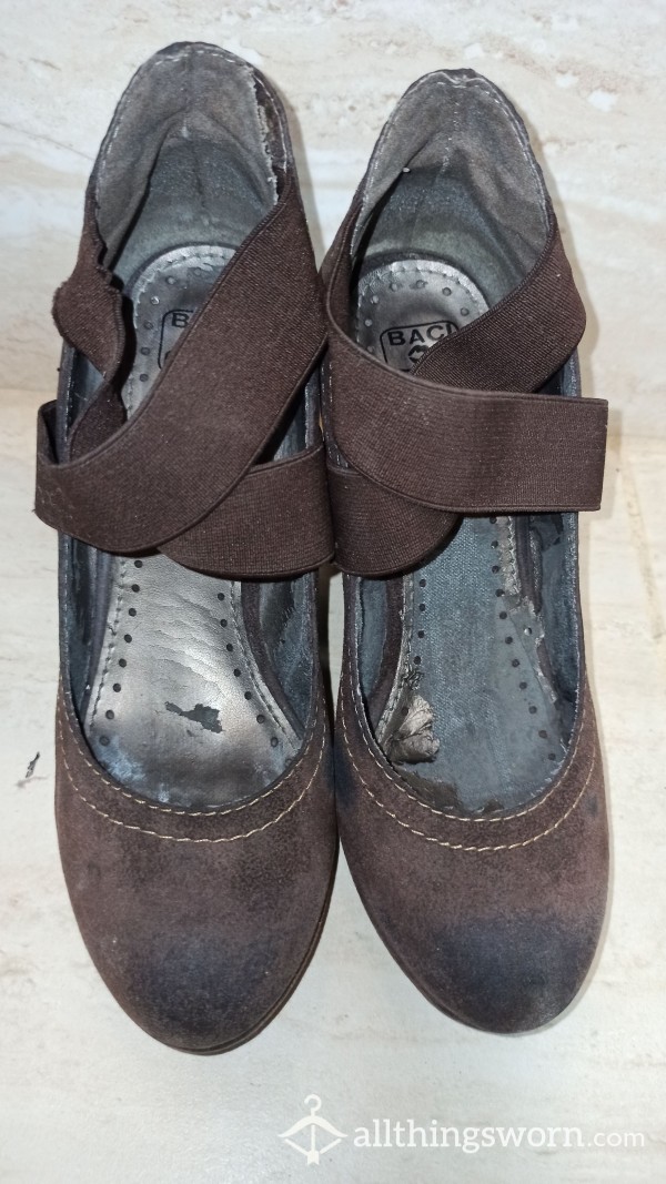 Brown Platforms High Heels Pretty Well Worn SMALL (35 EU)