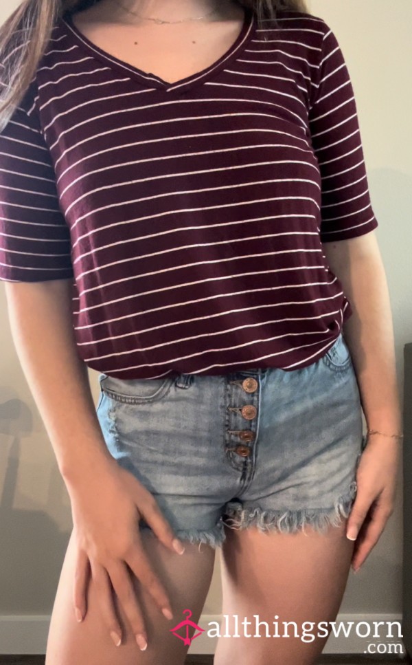 Burgundy Striped Top