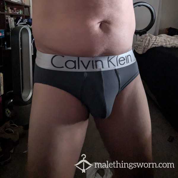 Calvin Klein Briefs From Daddy.  Uncut Hog With Drippings And Leaks Inside. MSG For Serious Only