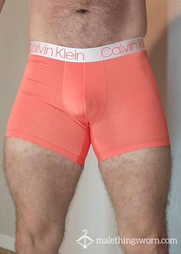 CK Size M Boxer Briefs Orange/silver Waistband