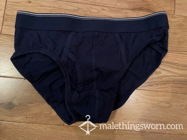 Classic Farah Navy Blue Hip Briefs With Fly Hole (S) Ready To Be Customised For You!