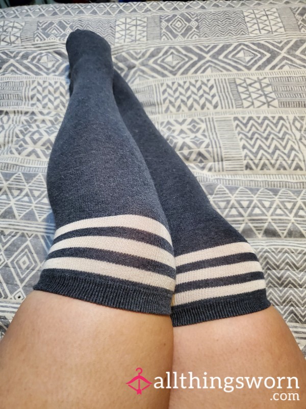 Cotton Grey Knee-High Socks