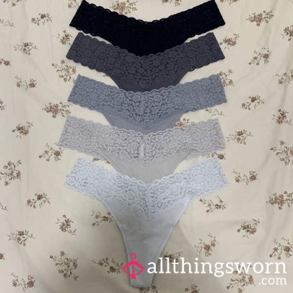 Cotton + Lace Thongs