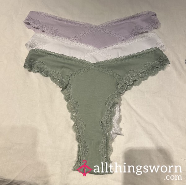 Cotton Lace Trim Thong